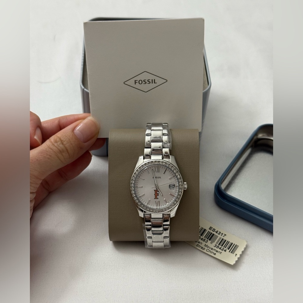 NWT Fossil Scarlette Mini Three-Hand Date Stainless Steel Watch